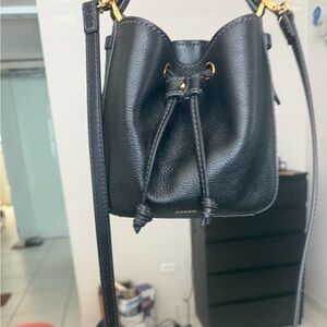 Fossil Black Leather Crossbody Bag